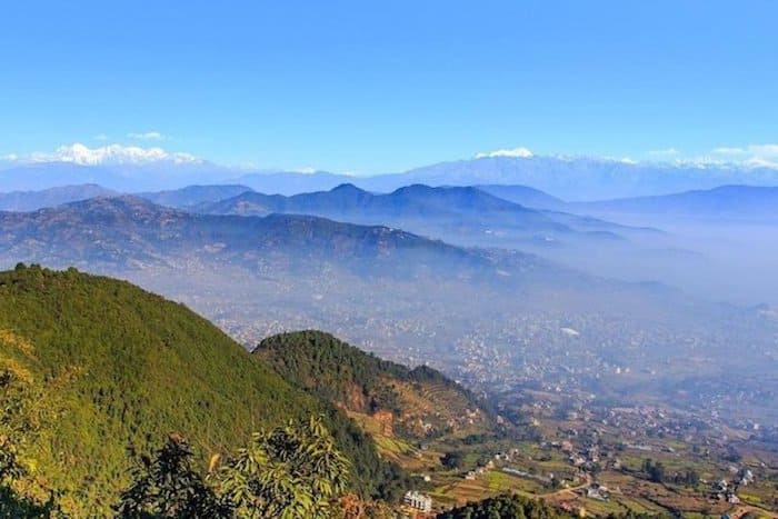 View point from the top of Champdevi Hill hike in Kathmandu