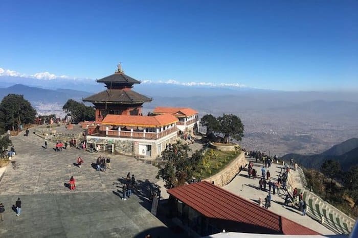 Chandragiri hill temple view giving a panorama view of the Himalayas