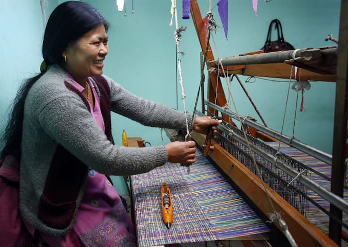 Nepali Woman Weaving Pashmina