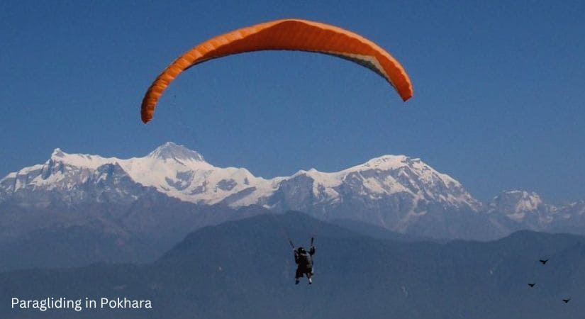 Person Paraglding in Pokhara Nepal