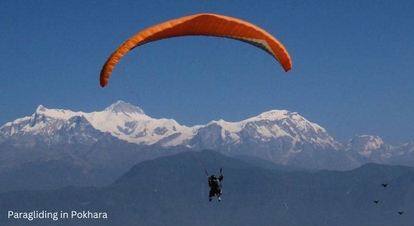 Person paraglding in Pokhara Nepal