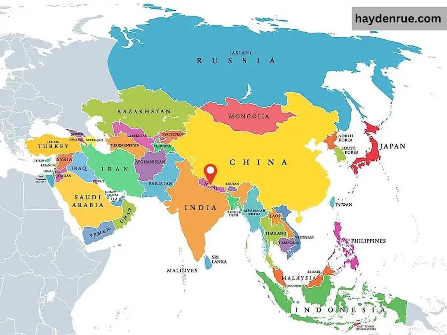Where is Nepal in Asia