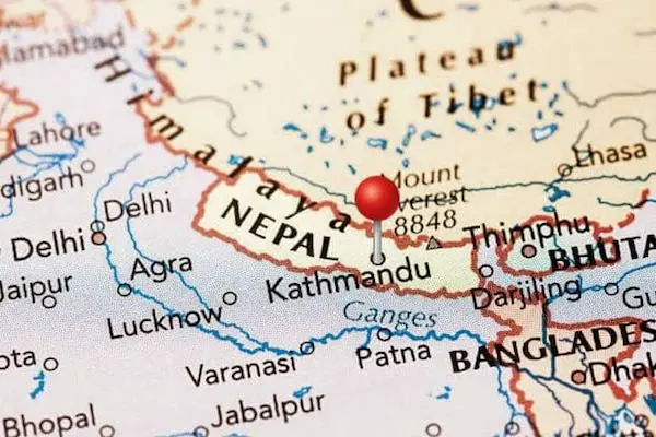 Map of where Nepal is located