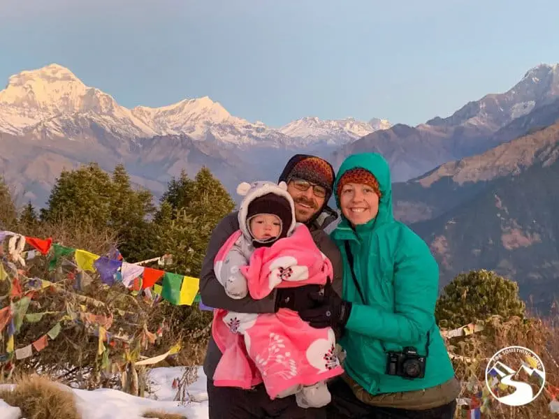 tourist family with child in Nepal