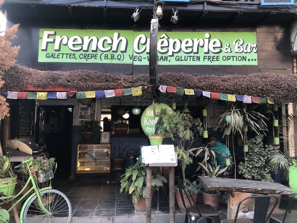 Exterior of French Creperie & Bar a Vegan restaurant in Pokhara