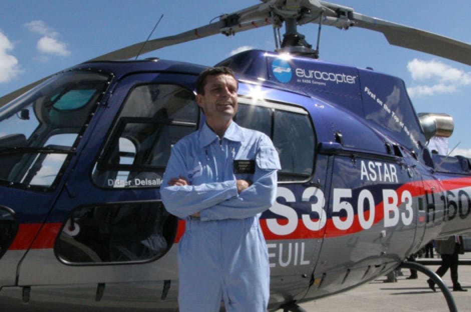 Didier Delsalle with his Eurocopter that landed on Everest, mount everest facts, interesting mount everest facts