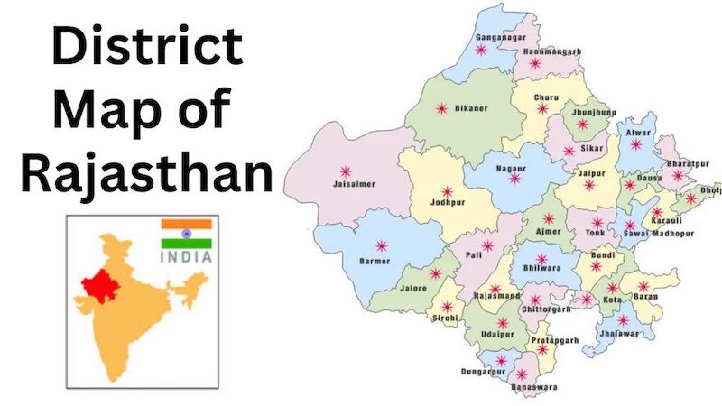 District map of Rajasthan in India