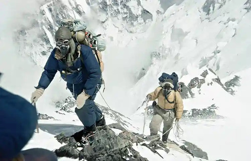 Edmund and Tenzing on their way to the last camp, 1953 British Mount Everest Expedition