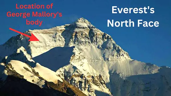 Location of George Mallory's body on Everest