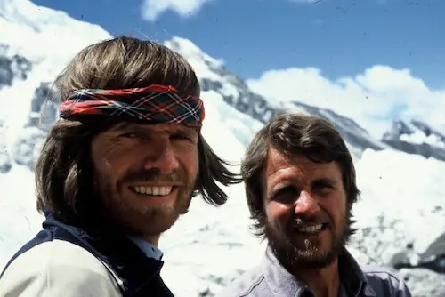 Reinhold Messner (left) and Peter Habeler in 1978, Timeline of Mount Everest Expedition
