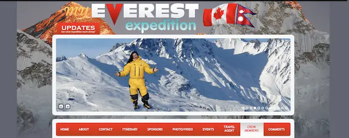 Shriya Shah-Klorfine Everest Expedition website