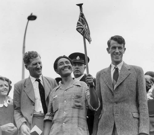 Tenzing Norgay and Edmund Hillary in Britain
