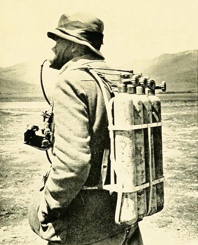 George Finch with supplemental oxygen