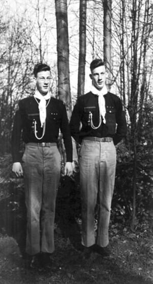 Jim and Lou Whittaker as scouts in 1945