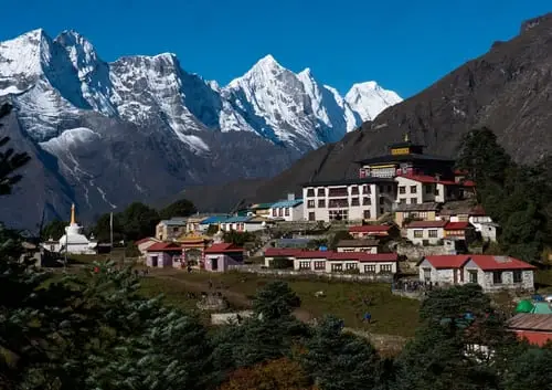 Mount Everest seen from Tengboche Monastery