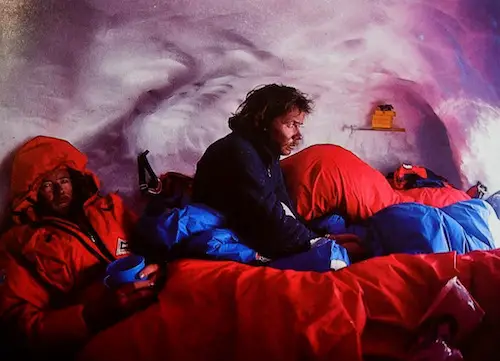 Joe Tasker (left) and Renshaw in the third ice cave