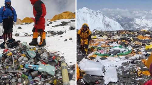 Trash on Everest, ebc garbage, oxygen bottles