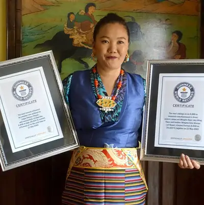 Lhakpa Sherpa with her Guinness World Record Certificate